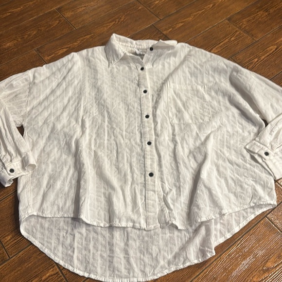 Princess Polly White Long Sleeve Button Down Shirt - Picture 1 of 7